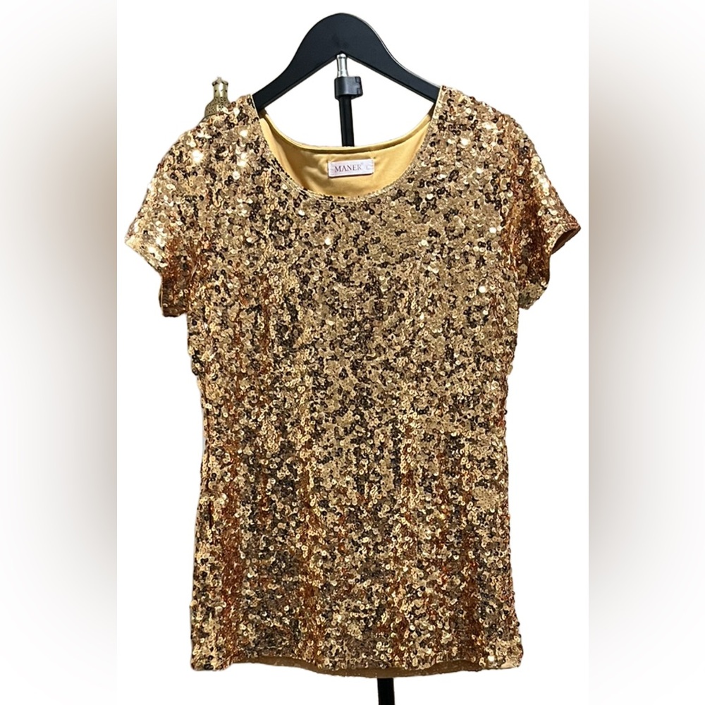 Maner Gold Sequin Top